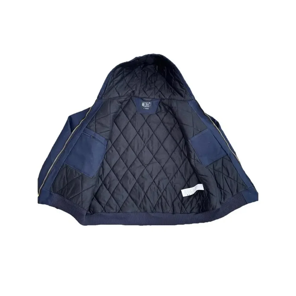 Carhartt Hooded Quilted Jacket Chore Coat Mens XL Dark Navy Vintage USA J0140 - Picture 2 of 6